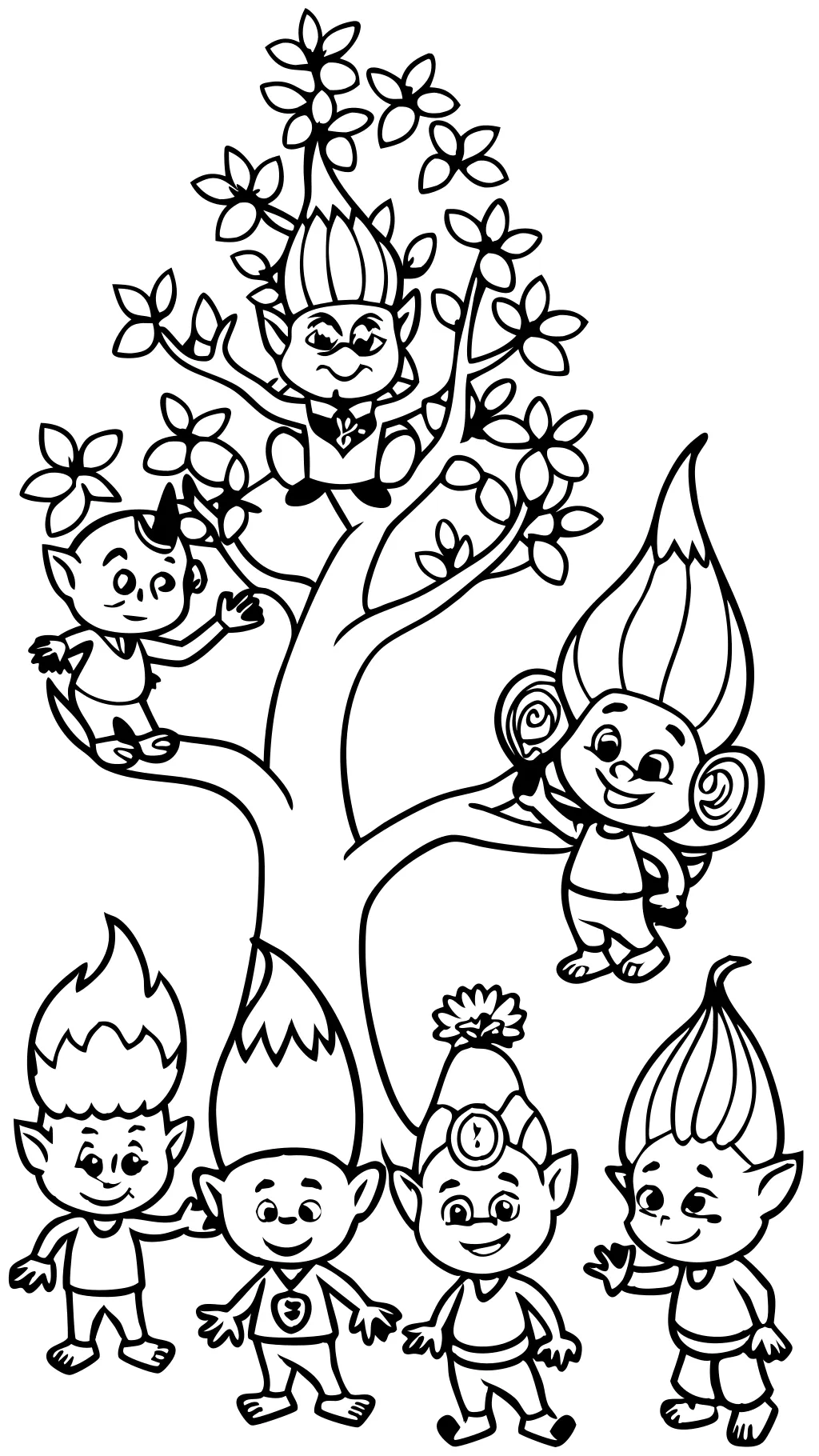 coloriage de branche trolls